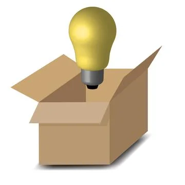 Idea concept, light bulb and cardboard box Stock Illustration