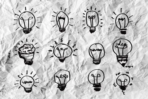 Idea concept light bulb on crumpled paper Stock Illustration