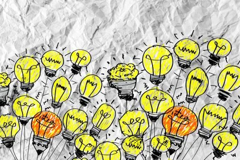 Idea concept light bulb on crumpled paper Stock Illustration