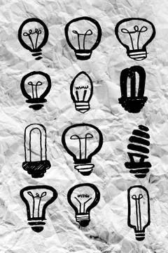 Idea concept light bulb on crumpled paper Stock Illustration