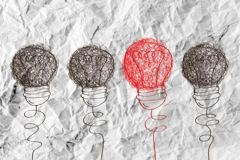 Idea concept light bulb on crumpled paper Stock Illustration