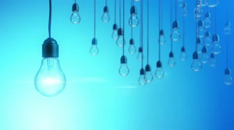 Idea concept with light bulbs on blue background Stock Footage 60213080