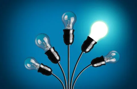 Idea concept with light bulbs. blue background Stock Photos