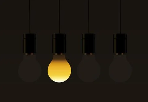 Idea Concept  Light Bulbs on A Brown Background Illustration