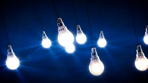 Idea concept with light bulbs Illustrazione stock