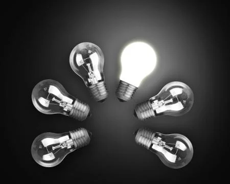 Idea concept with light bulbs Stock Photos