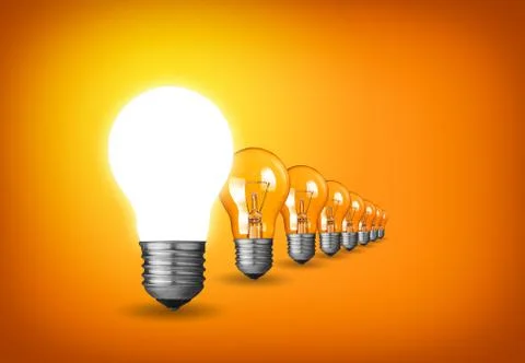 Idea concept with light bulbs Stock Photos