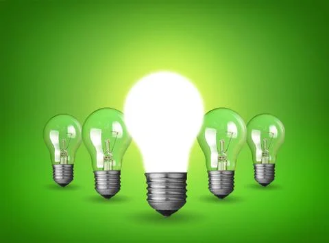 Idea concept with light bulbs Stock Photos