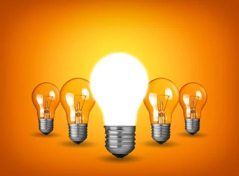 Idea concept with light bulbs Stock Photos