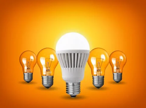 Idea concept with light bulbs Stock Photos