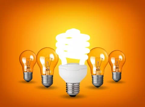 Idea concept with light bulbs Фото