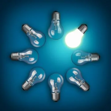 Idea concept with light bulbs Stock Photos