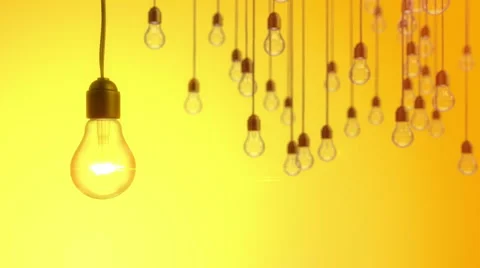 Idea concept with light bulbs on yellow background Stock Footage 60213156