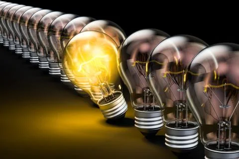 Idea concept with lightbulbs. 3D rendering Stock Illustration