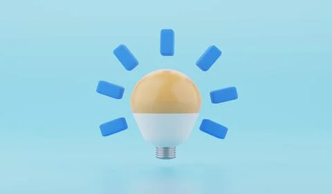 Idea concept luminious bulb in the center of abstract blue background. 3d render Stock Illustration