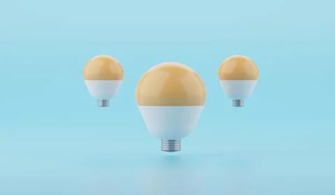 Idea concept luminious bulb in the center of abstract blue background. 3d render Stock Illustration
