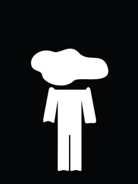 Idea concept. Man with clouds instead of head. Head in the clouds. Ilustración de archivo