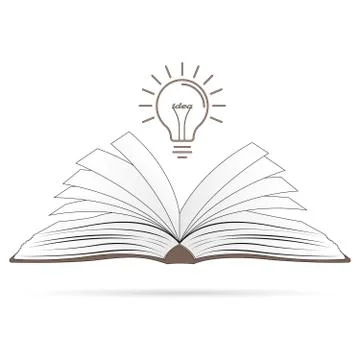 Idea concept. Opened book with light bulb Stock Illustration