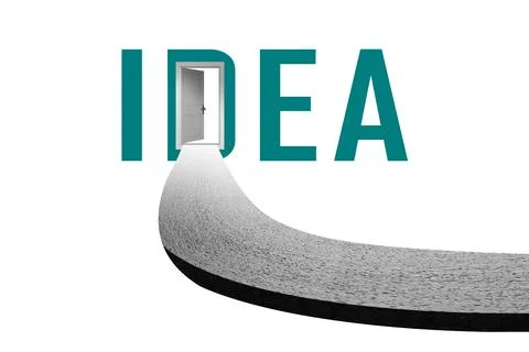 Idea concept with road leading to open door Stock Illustration