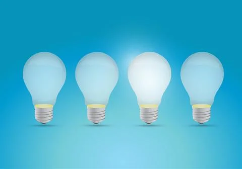 Idea concept with row of light bulbs Stock Illustration