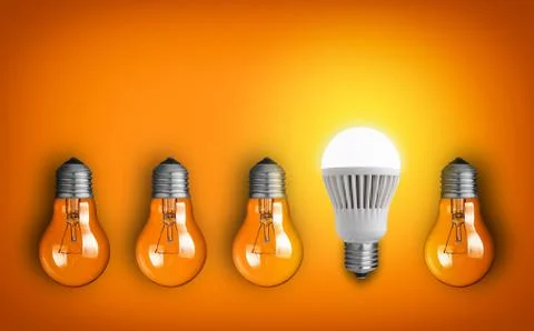 Idea concept with row of light bulbs Stock Photos