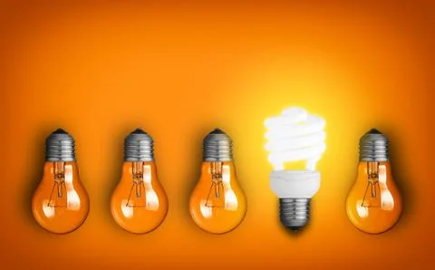 Idea concept with row of light bulbs Stock Photos