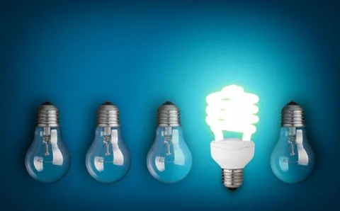 Idea concept with row of light bulbs 库存照片