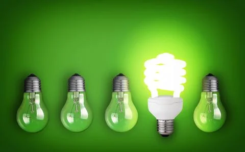 Idea concept with row of light bulbs Photos