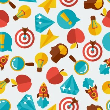 Idea concept seamless pattern in flat design style Illustrazione stock