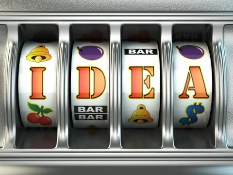 Idea concept. Slot machine with text. Иллюстрация