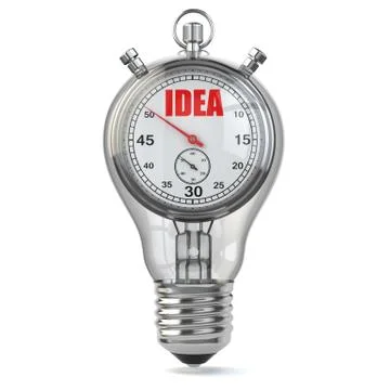 Idea concept. stopwarch in light bulb, Illustrazione stock