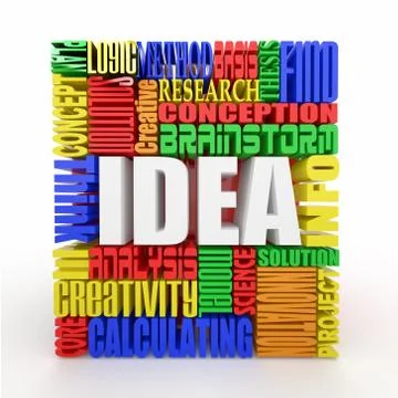Idea. the concept of the words on white background. 3d Ilustração Stock