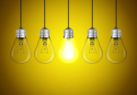 Idea concept on yellow background Illustrazione stock