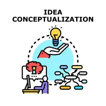 Idea conceptualization process developing creative solutions Stock Illustration
