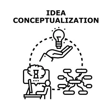 Idea conceptualization process developing creative solutions Stock Illustration