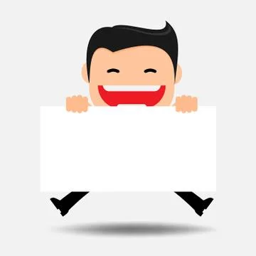 Idea concept.vector business man with empty white board Stock Illustration