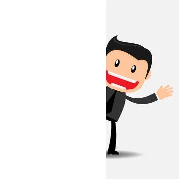 Idea concept.vector business man with empty white board Stock Illustration