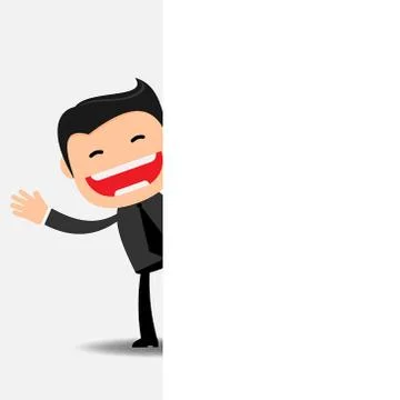 Idea concept.vector business man with empty white board Stock Illustration