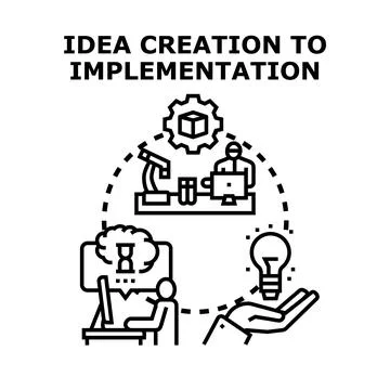 Idea creation and implementation business process Stock Illustration