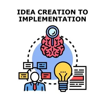 Idea creation to implementation process developing strategy Stock Illustration