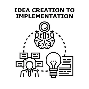 Idea creation to implementation process developing strategy Stock Illustration