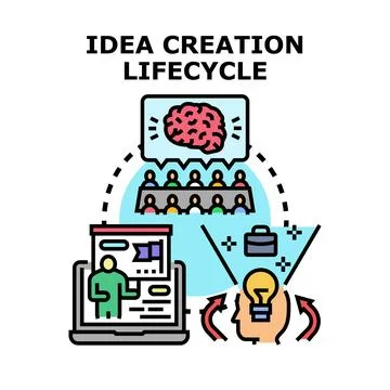 Idea creation lifecycle concept for business development Ilustração Stock
