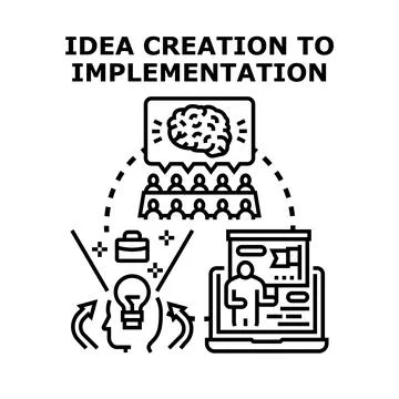 Idea creation process and business implementation strategy Stock Illustration
