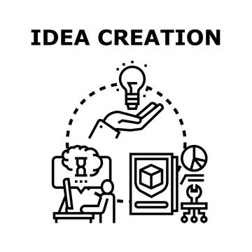 Idea creation process developing innovation project strategy Stock-Illustration