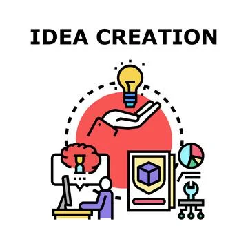 Idea creation process developing innovation project strategy Stock Illustration