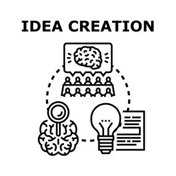 Idea creation process generating new business thought Stock-Illustration