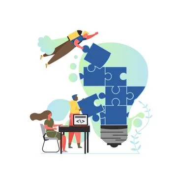 Idea creation, vector flat style design illustration Stock Illustration