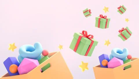 Idea Creative Gift Box Happy and Season of Giving Concept for the banner on pink Stock Illustration