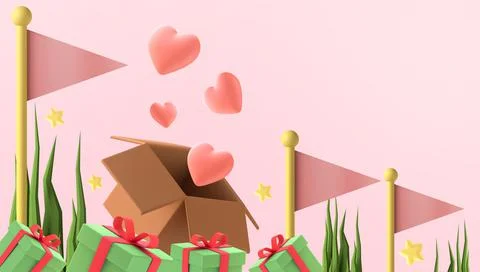 Idea Creative Hearts and loves of the past that are in memory on Pink background Stock Illustration