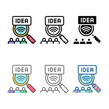 Idea of crowdsoursing color icon set vector Stock Illustration
